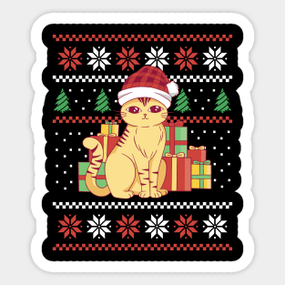 Christmas cat ugly sweater Sticker